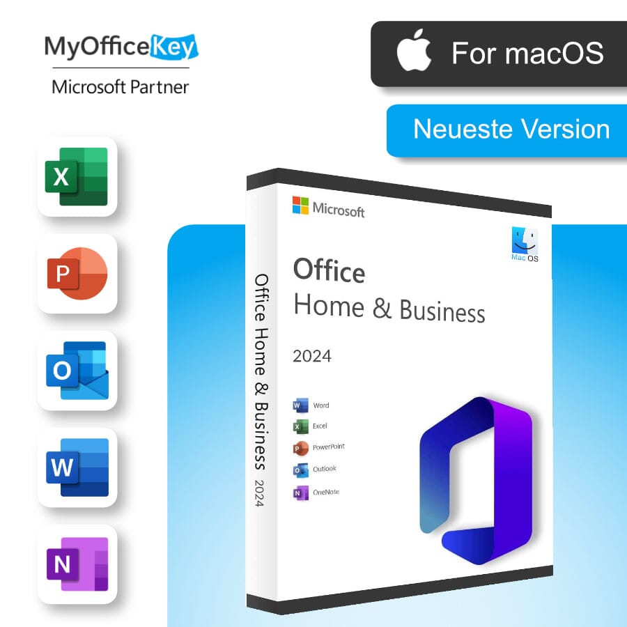 Microsoft Office Home & Business 2024 Dauerlizenz für macOS – neueste Version | MyOfficeKey – Microsoft Partner
